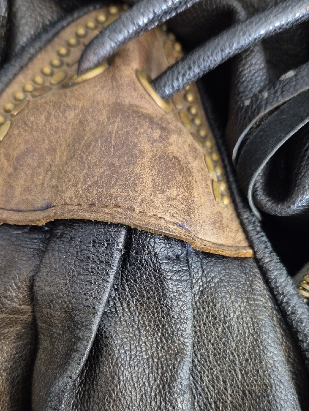 Calleen Cordero Studded Leather Hobo Bag Slouchy Boho Shoulder Purse Black Brown - Picture 11 of 11